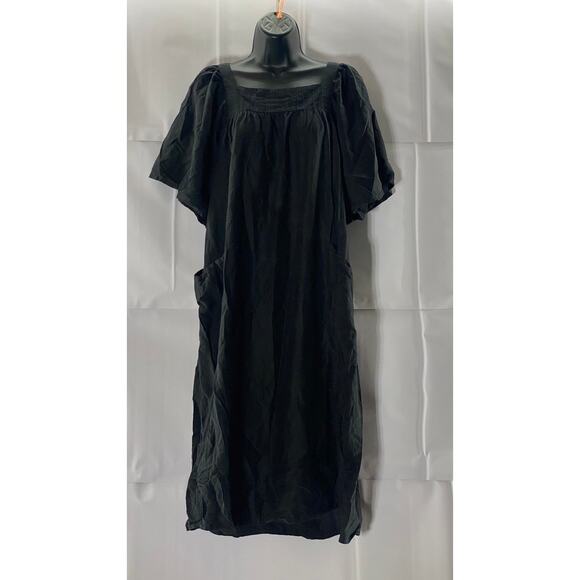 M. PATMOS Women's Black Louise Square-Neck Volume Sleeve Midi Dress SZ XS - Picture 1 of 9